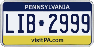 PA license plate LIB2999