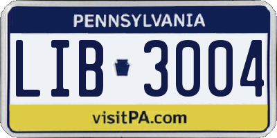 PA license plate LIB3004