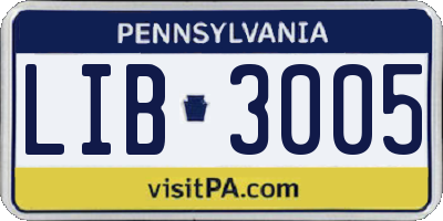 PA license plate LIB3005