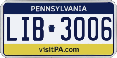 PA license plate LIB3006