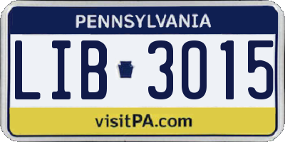 PA license plate LIB3015