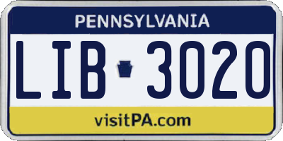 PA license plate LIB3020