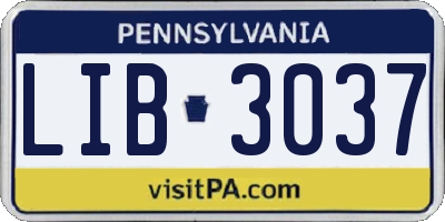 PA license plate LIB3037