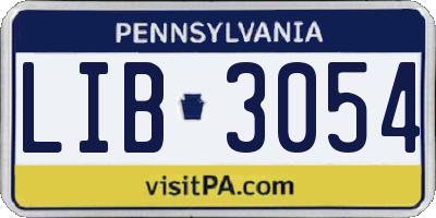 PA license plate LIB3054