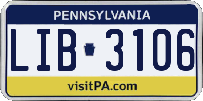 PA license plate LIB3106