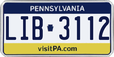 PA license plate LIB3112