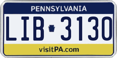 PA license plate LIB3130