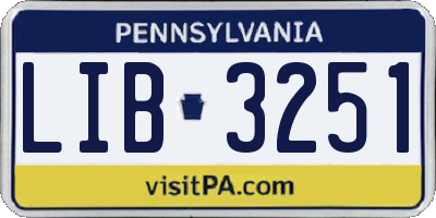 PA license plate LIB3251