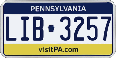 PA license plate LIB3257
