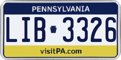 PA license plate LIB3326