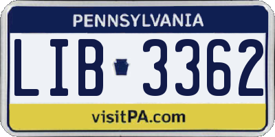 PA license plate LIB3362