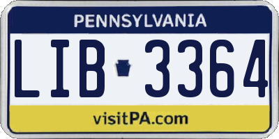 PA license plate LIB3364