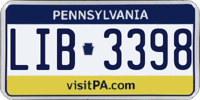 PA license plate LIB3398