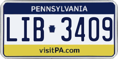 PA license plate LIB3409