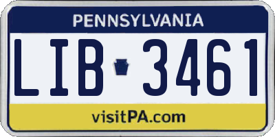PA license plate LIB3461