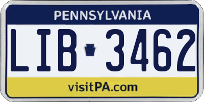 PA license plate LIB3462