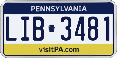 PA license plate LIB3481