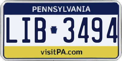 PA license plate LIB3494