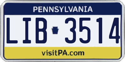 PA license plate LIB3514