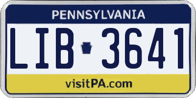 PA license plate LIB3641