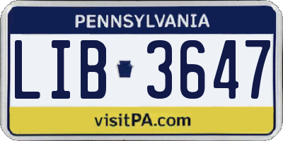 PA license plate LIB3647