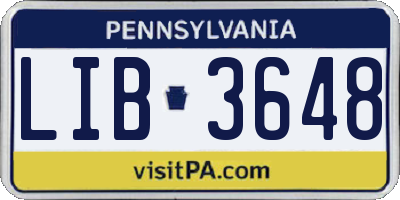 PA license plate LIB3648