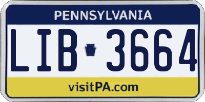 PA license plate LIB3664