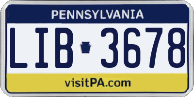 PA license plate LIB3678