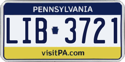 PA license plate LIB3721