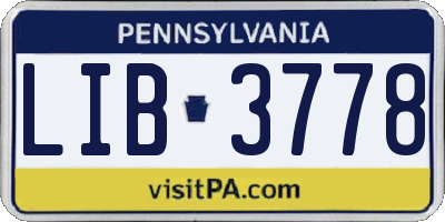 PA license plate LIB3778