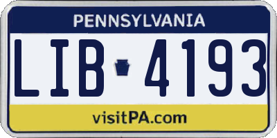 PA license plate LIB4193