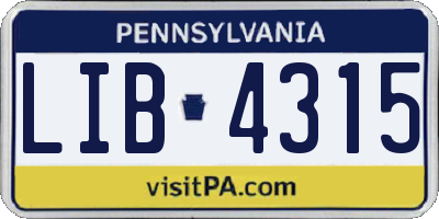 PA license plate LIB4315