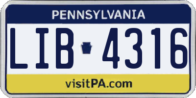 PA license plate LIB4316