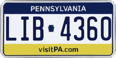PA license plate LIB4360