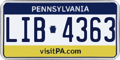 PA license plate LIB4363