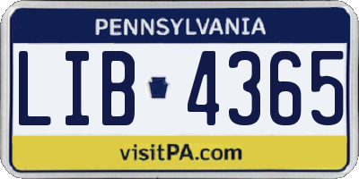 PA license plate LIB4365