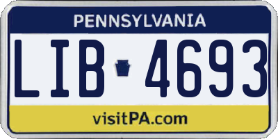 PA license plate LIB4693
