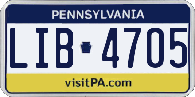 PA license plate LIB4705