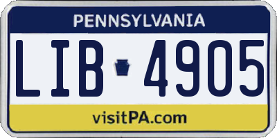 PA license plate LIB4905