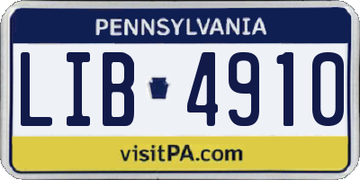 PA license plate LIB4910