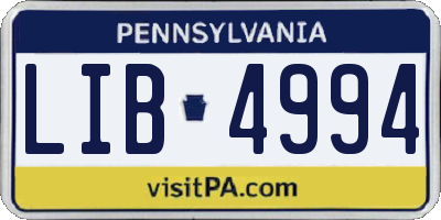 PA license plate LIB4994