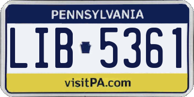 PA license plate LIB5361