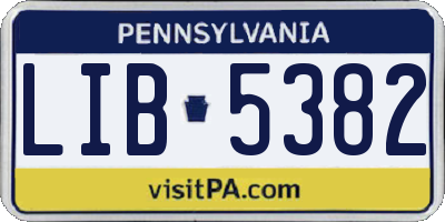 PA license plate LIB5382