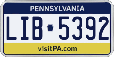 PA license plate LIB5392