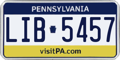 PA license plate LIB5457