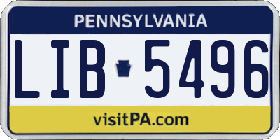 PA license plate LIB5496