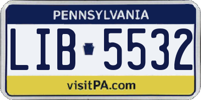 PA license plate LIB5532