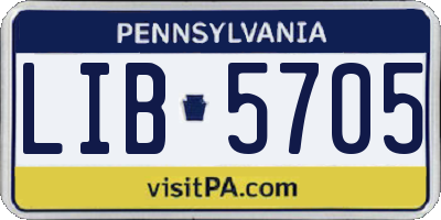 PA license plate LIB5705