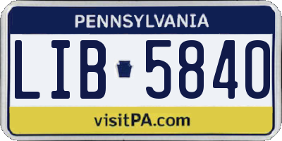 PA license plate LIB5840