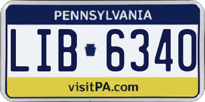PA license plate LIB6340